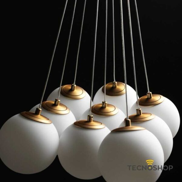 VIVIDA SOSPENSIONE "PEARL" 9 LUCI 50W 3000K D.58cm ORO SPAZZOLATO - immagine 2