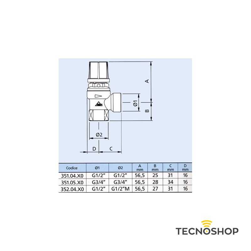 RBM VALVOLA DI SICUREZZA 7 BAR DA 1/2'' M x 3/4" F - immagine 2