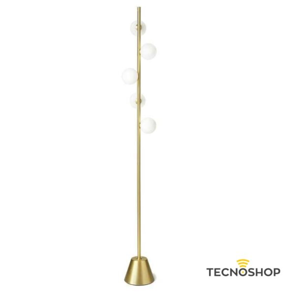 MILOOX PIANTANA "POMÌ" DIMMER 5xG9 H.170cm VETRO OPACO E ORO SPAZZOLATO