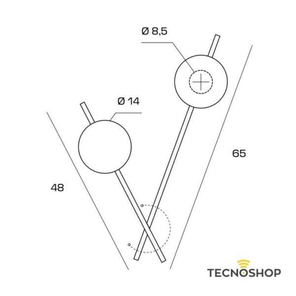 MILOOX APPLIQUE "MIKADO" 2xG9 CORPO CIPRIA E VETRI OPACHI - immagine 2