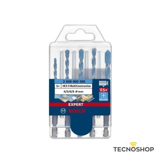 BOSCH SET 5 PUNTE HEX-9 MULTI CONSTRUCTION Ø 4-8mm
