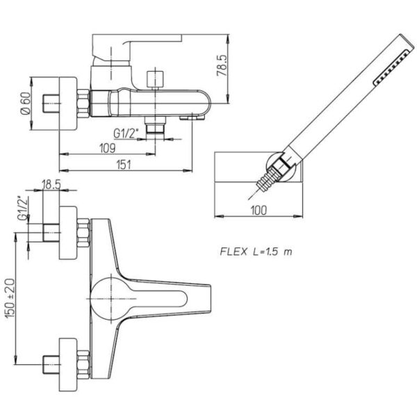 PAINI MONOCOMANDO VASCA ESTERNO "HORNET" CROMATO CON KIT DOCCIA ORIENTABILE - immagine 2