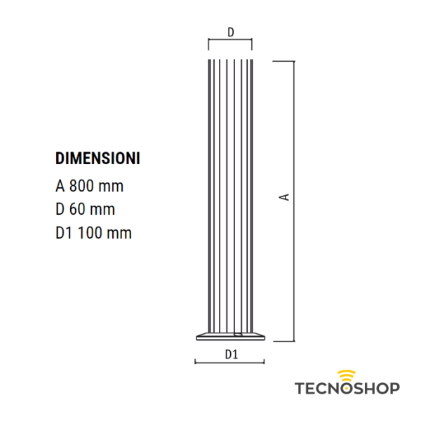GOCCIA PALO IN ACCIAIO INOX 3512IN PER I-LUX E I-DEA H.90cm - immagine 2