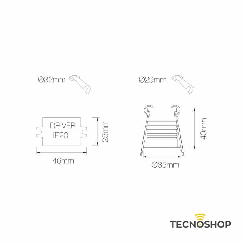 BENEITO INCASSO LED RETRATTO QUADRATO "PULSAR" 3,5W 3000K NERO - immagine 3