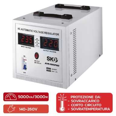 STABILIZZATORE DI TENSIONE "AVR-5000PRO" 5000VA 3000W - immagine 2