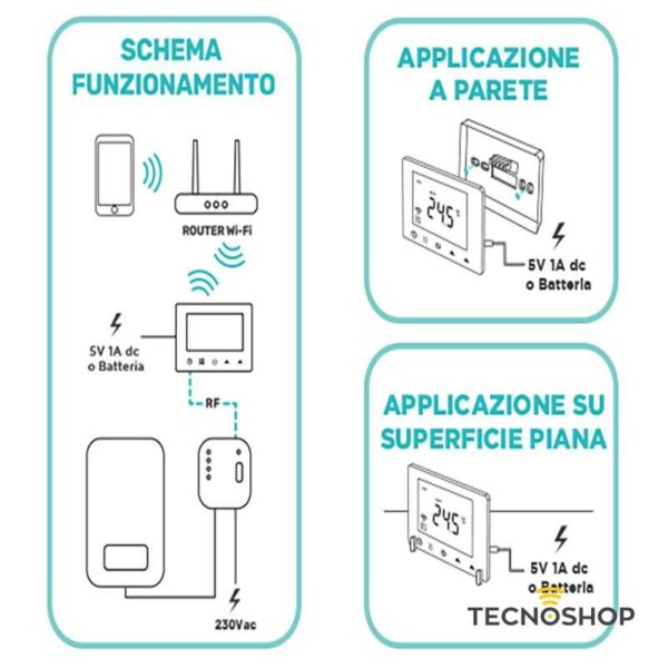 CRONOTERMOSTATO WI-FI CON RICEVITORE RF COMPATIBILE CON GOOGLE/ALEXA - immagine 2
