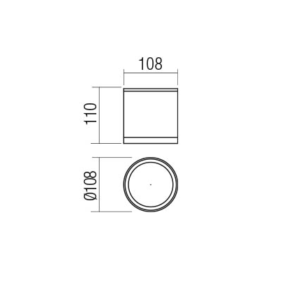 REDO PLAFONE "XILO" H.11cm D.10cm 15W 3000K GRIGIO - immagine 2