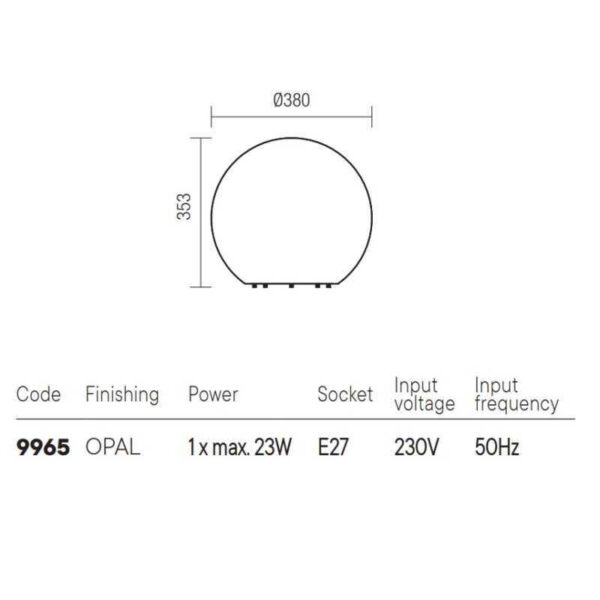 REDO SFERA DA GIARDINO "BALOO" 1xE27 D.38mm IP65 BIANCA OPALE - immagine 2