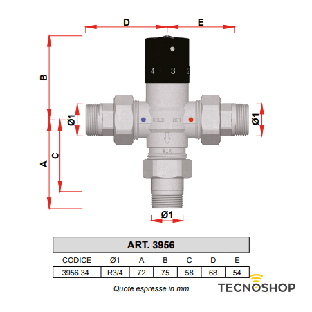 FAR MISCELATORE TERMOSTATICO CON BOCCHETTONI DA 3/4" M - immagine 2
