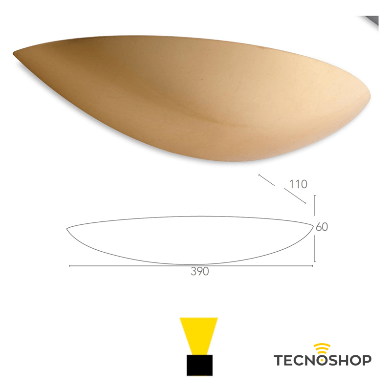 INTEC APPLIQUE IN GESSO "LIVIGNO" 2xG9 CON FINITURA ORO - immagine 3