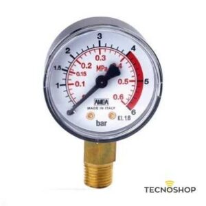MANOMETRO RADIALE PER GAS (GPL/MET) DA 1/4" 0-6 BAR