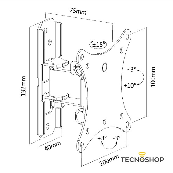 JOLLY LINE SUPPORTO TV 20Kg DA 10” A 23” CON 1 SNODO - immagine 3