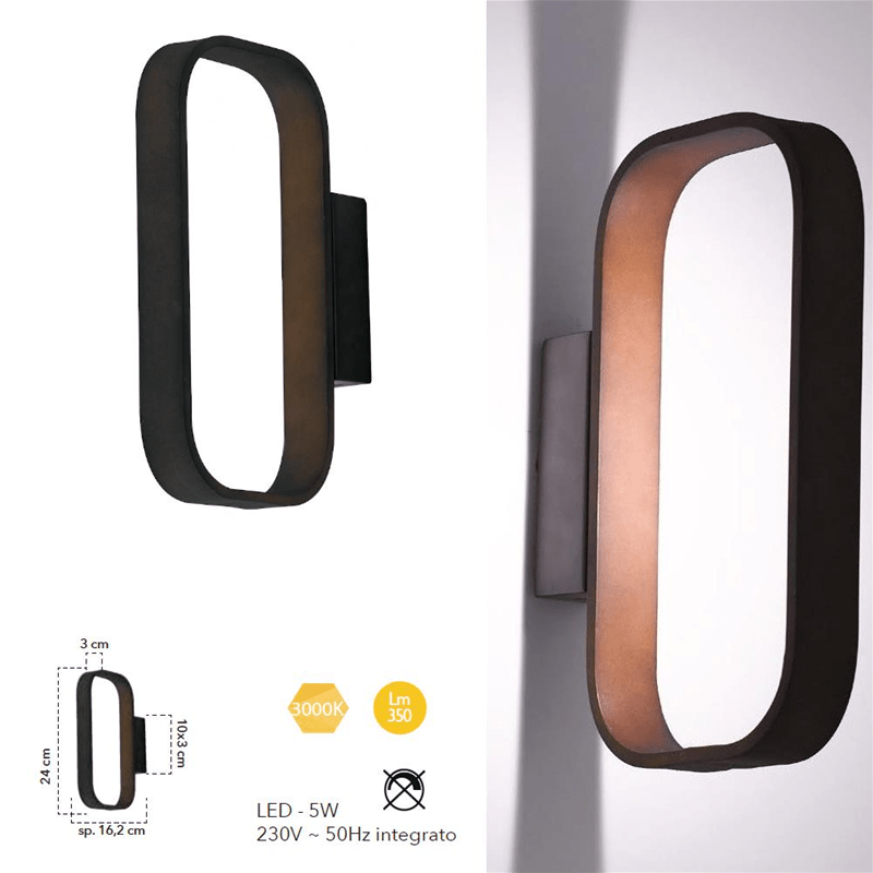 INTEC APPLIQUE LED "MOKA" 5W 350LM 3000K - immagine 3