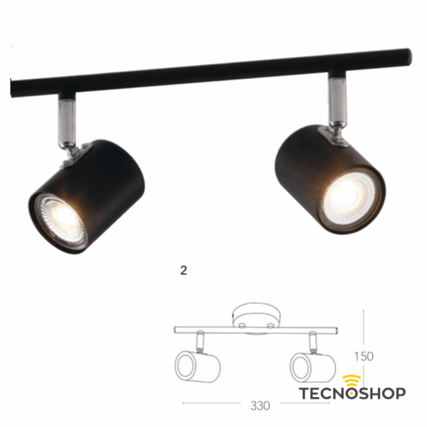 INTEC SPOT ZERO ORIENTABILE 2xGU10 NERO - immagine 3
