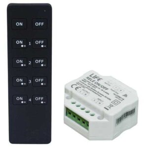 KIT RADIOCOMANDO ON-OFF A 4 ZONE + RICEVITORE ON-OFF 1CH 480W
