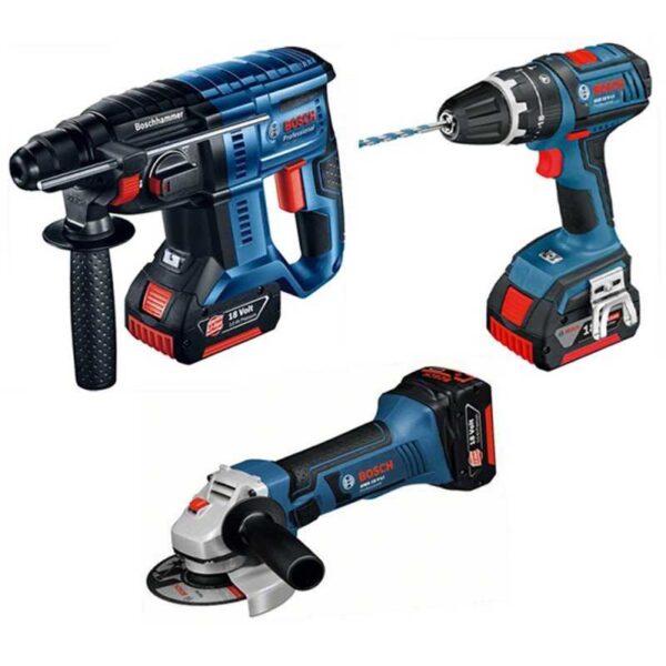 BOSCH SET AVVITATORE - MARTELLETTO - SMERIGLIATRICE A BATTERIE 18V 4Ah CON BORSA INCLUSA - immagine 2