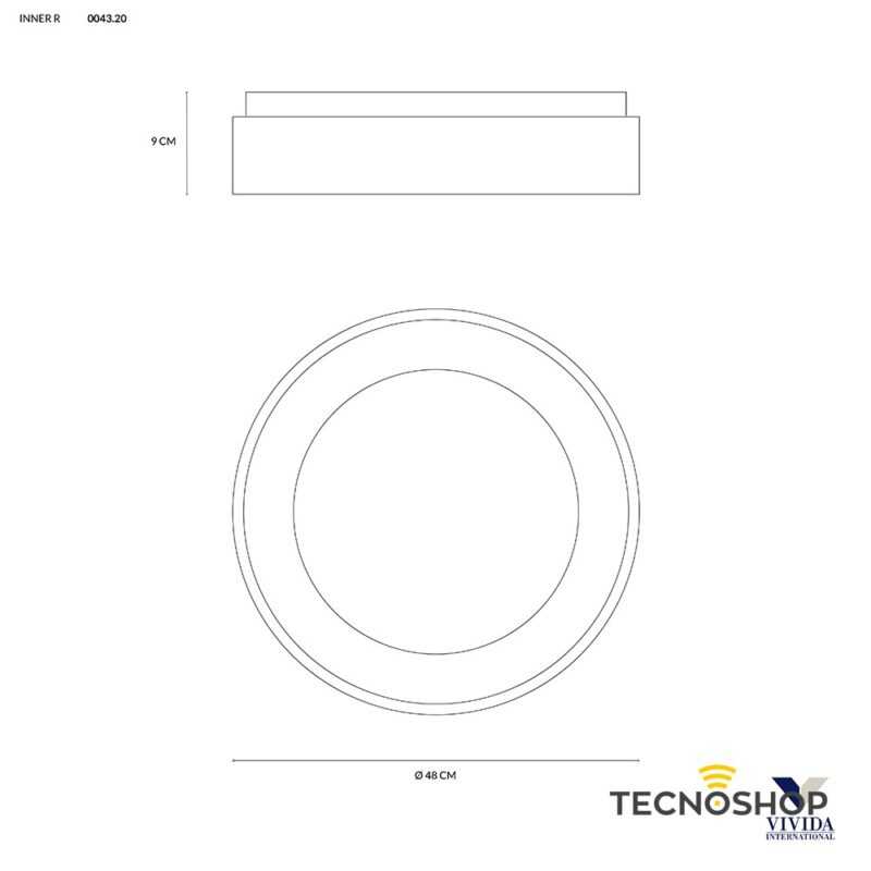 PLAFONIERA INNER TONDA 40W 2400lm 3000K SABBIA D.48 - immagine 2