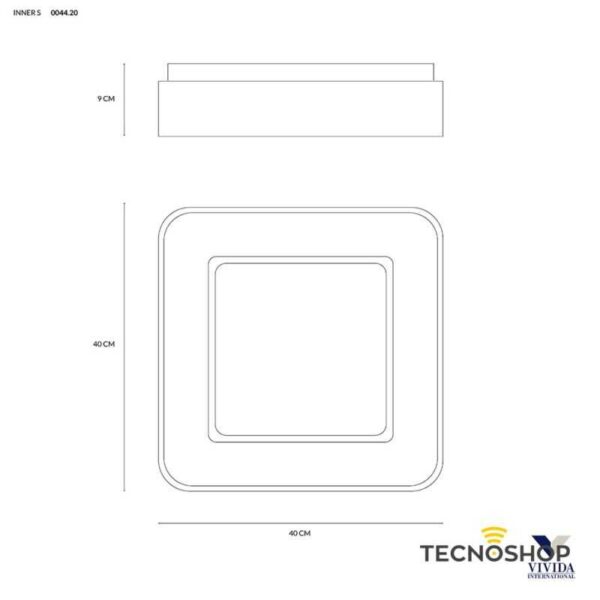 PLAFONIERA INNER QUADRATA 32W 1920lm 3000K SABBIA 400X400X90MM - immagine 2