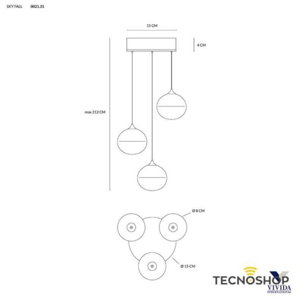 SOSPENSIONE SKY FALL 3X6W 3000K 945LM 120° BIANCA - immagine 3