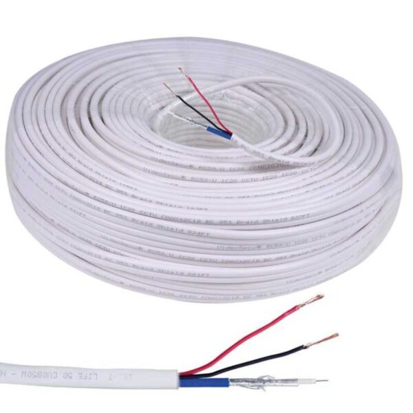 CAVO COMPOSITO 2 X 0.50 + MINI RG 59 PER TVCC HD BIANCO MATASSA 100 MT