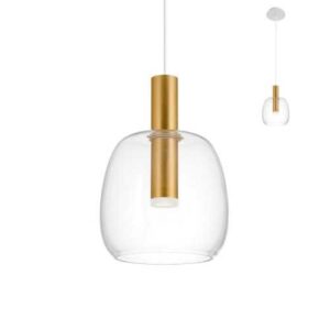 SOSPENSIONE "CANDELA" ORO OPACO 8W 3000K CON VETRO TRASPARENTE