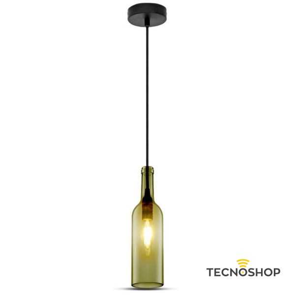 SOSPENSIONE IN VETRO GRIGIO A FORMA DI BOTTIGLIA CON PORTALAMPADA E14