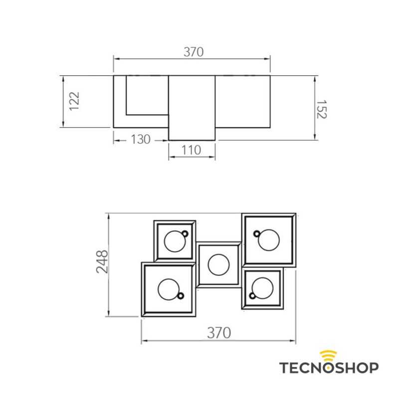 INTEC PLAFONE QUADRATO “FOSTER” 5xGU10 IN GESSO BIANCO - immagine 4