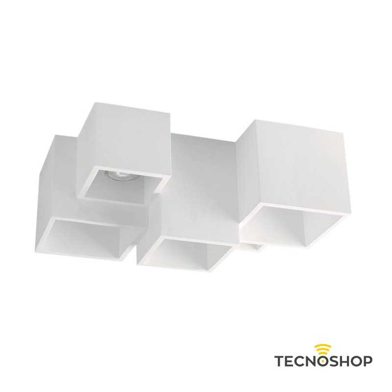 INTEC PLAFONE QUADRATO “FOSTER” 5xGU10 IN GESSO BIANCO