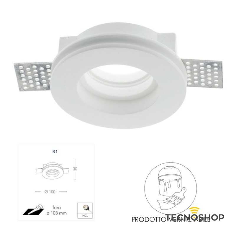INTEC FARETTO INCASSO TONDO "INC-SPIRIT-R1" IN GESSO 1xGU10 - immagine 2