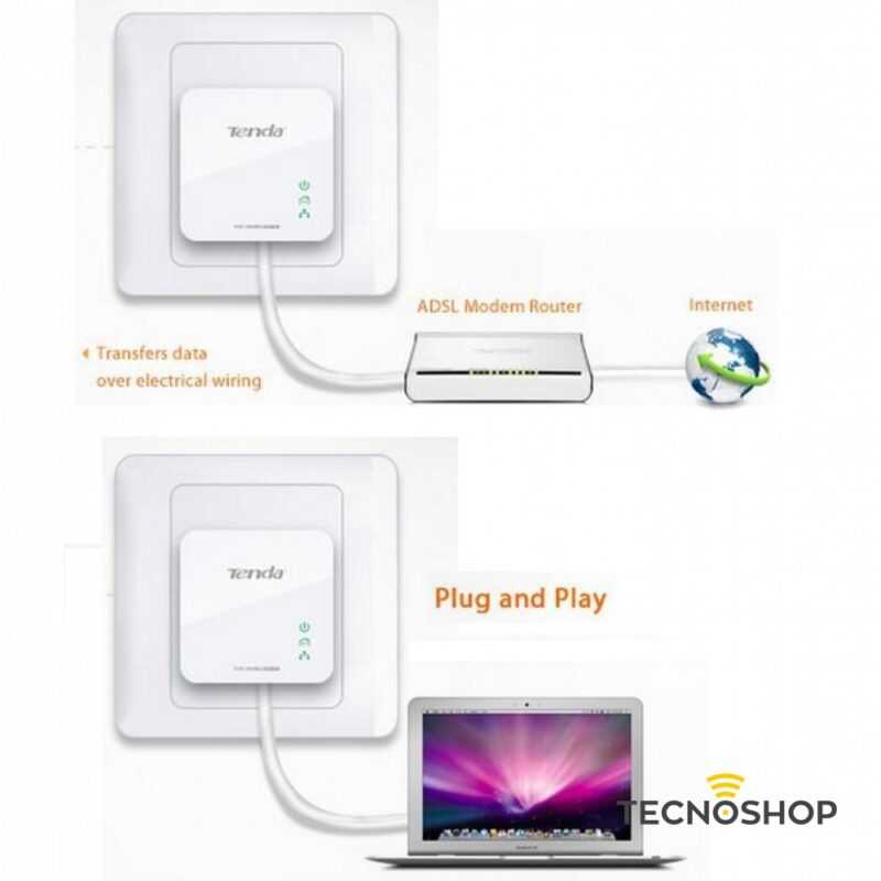 TENDA KIT 2 MINI ADATTATORI POWERLINE ETHERNET 200Mbps - immagine 4