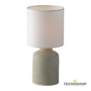 INTEC LAMPADA DA TAVOLO "RAVELLO" 1XE14 IN CERAMICA GRIGIA E PARALUME IN TESSUTO