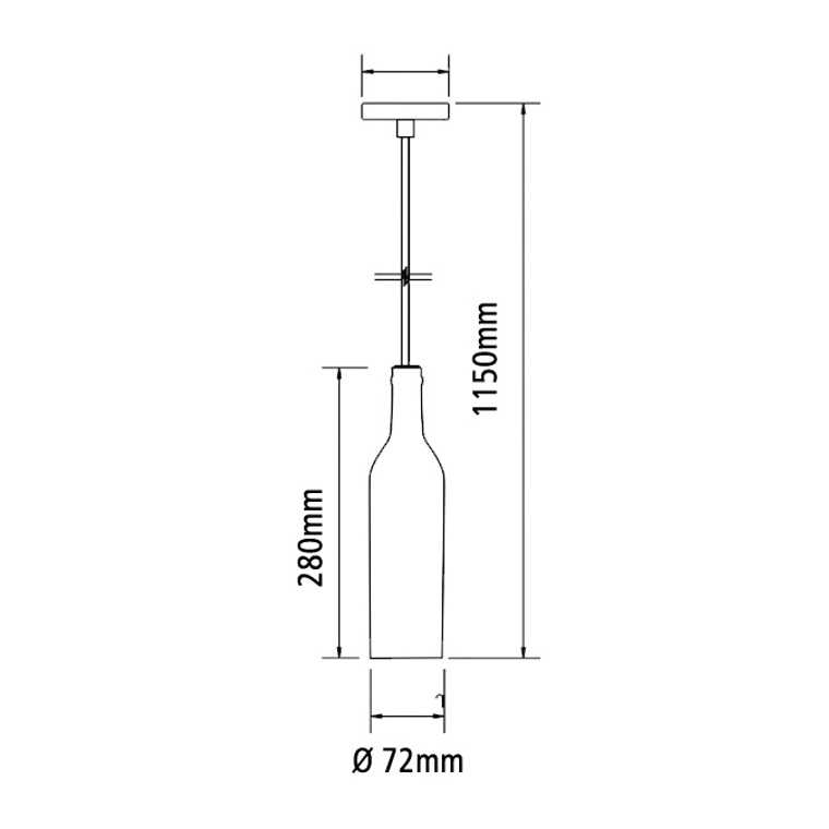 SOSPENSIONE IN VETRO GIALLO A FORMA DI BOTTIGLIA CON PORTALAMPADA E14 - immagine 2