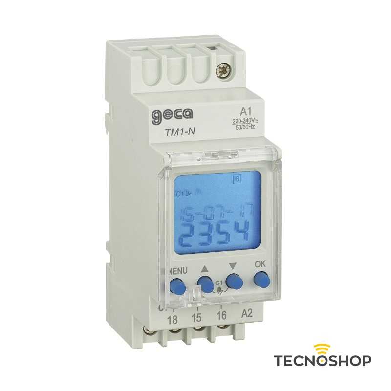 GECA INTERRUTTORE ORARIO DIGITALE "TM1-N" 12-240Vac/dc
