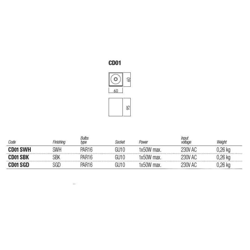 REDO PLAFONE XCARD 1xGU10 BIANCO - immagine 2