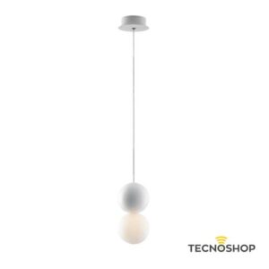 INTEC SOSPENSIONE "KISS" IN GESSO 1xG9 BIANCA CON DIFFUSORE IN VETRO