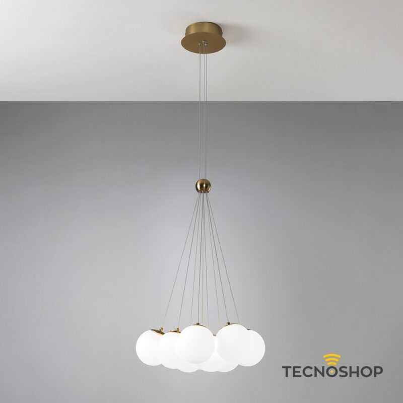 VIVIDA SOSPENSIONE "PEARL" 9 LUCI 50W 3000K D.58cm ORO SPAZZOLATO
