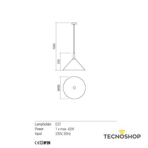SOSPENSIONE "JAAP" BEIGE SABBIATO CON PORTALAMPADA E27 - immagine 4