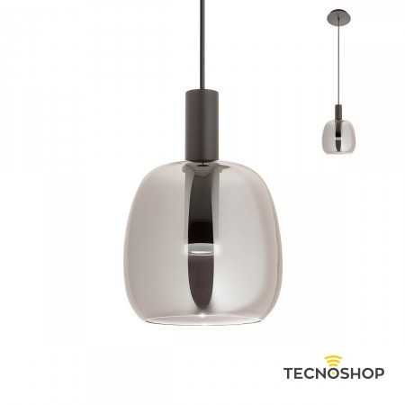 SOSPENSIONE "CANDELA" NERO OPACO 8W 3000K CON VETRO FUME'