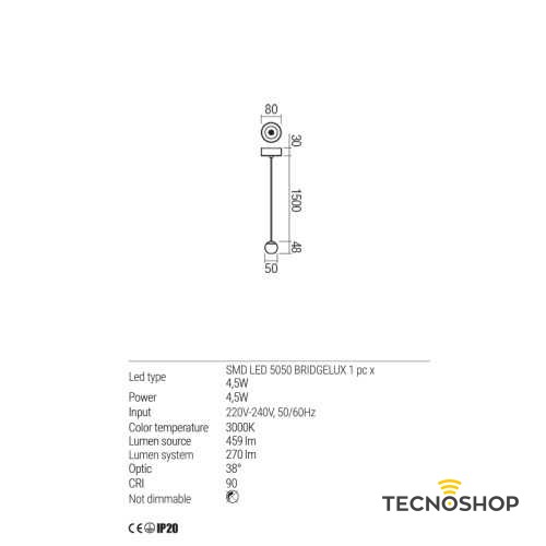 REDO SOSPENSIONE OBO 4,5W 3000K COLORE CAFFE' SABBIATO - immagine 2