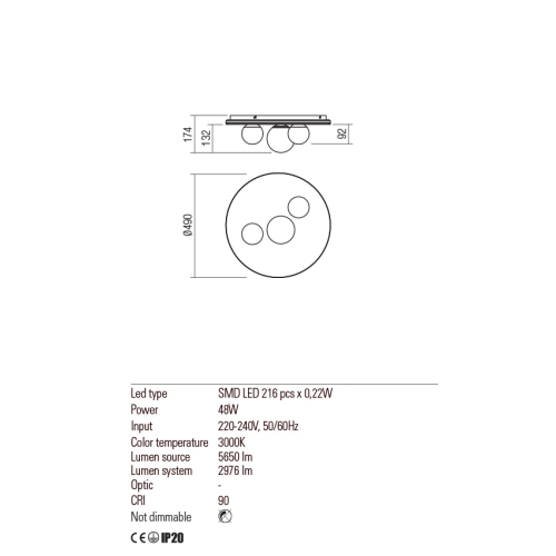 REDO PLAFONE "CORUM" 48W D.49cm CON FINITURA ORO E BIANCO OPACO - immagine 2