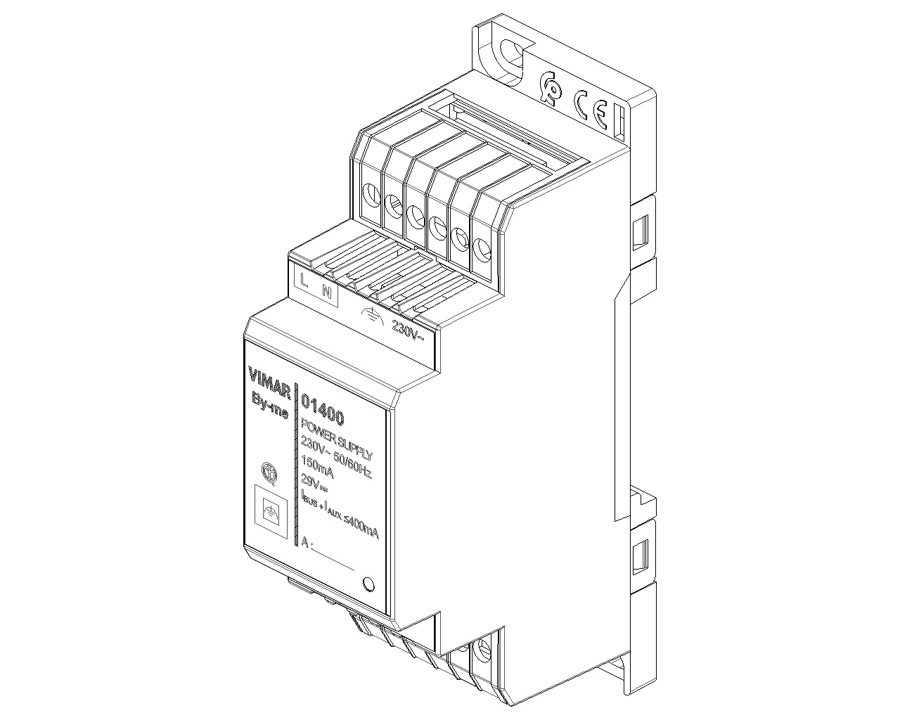 VIMAR 01400 ALIMENTATORE 230V~ 29Vdc 400mA - immagine 2