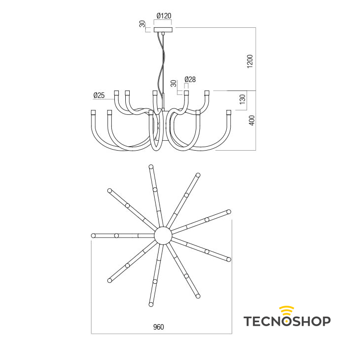 REDO SOSPENSIONE LED "LUXOR" DIMMERABILE 81W 3000K D.96cm ORO MATT - immagine 2