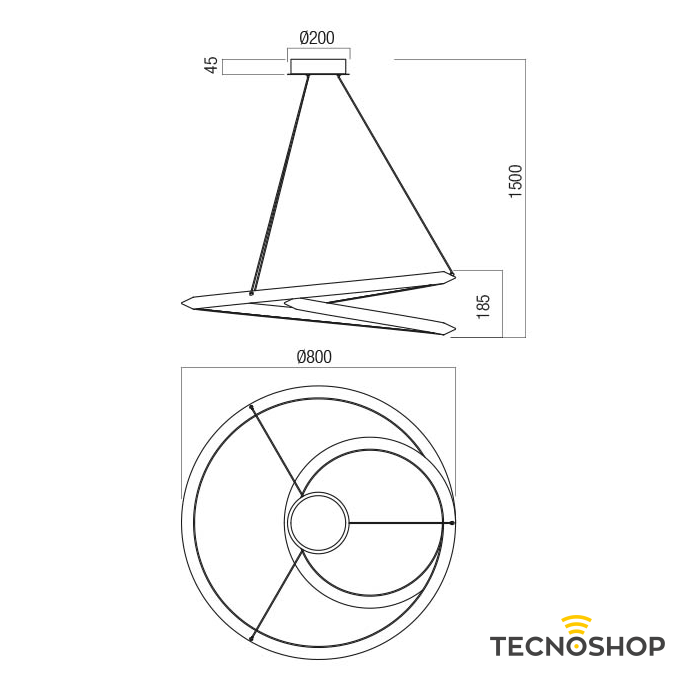 REDO SOSPENSIONE LED "STORM" DIMMERABILE 60W TRICOLOR 80cm ORO - immagine 2