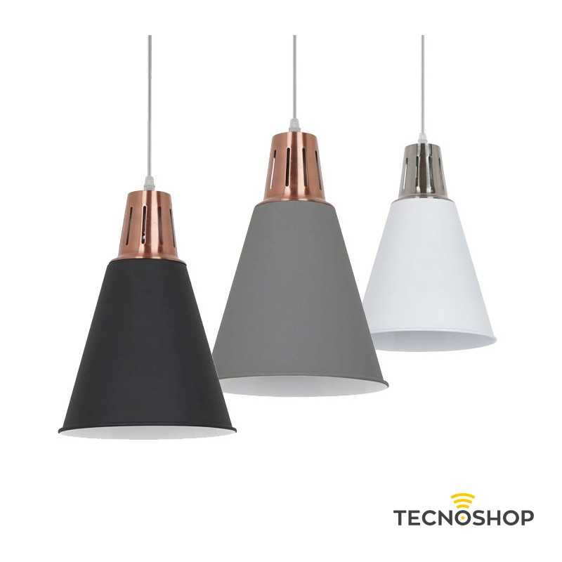 SOSPENSIONE CON BASE IN RAME E COPETURA NERO SABBIATO CON PORTALAMPADA E27 - immagine 3