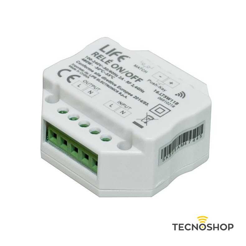 RICEVITORE DA INCASSO A RELÈ ON/OFF A 1 CANALE 100-240V~