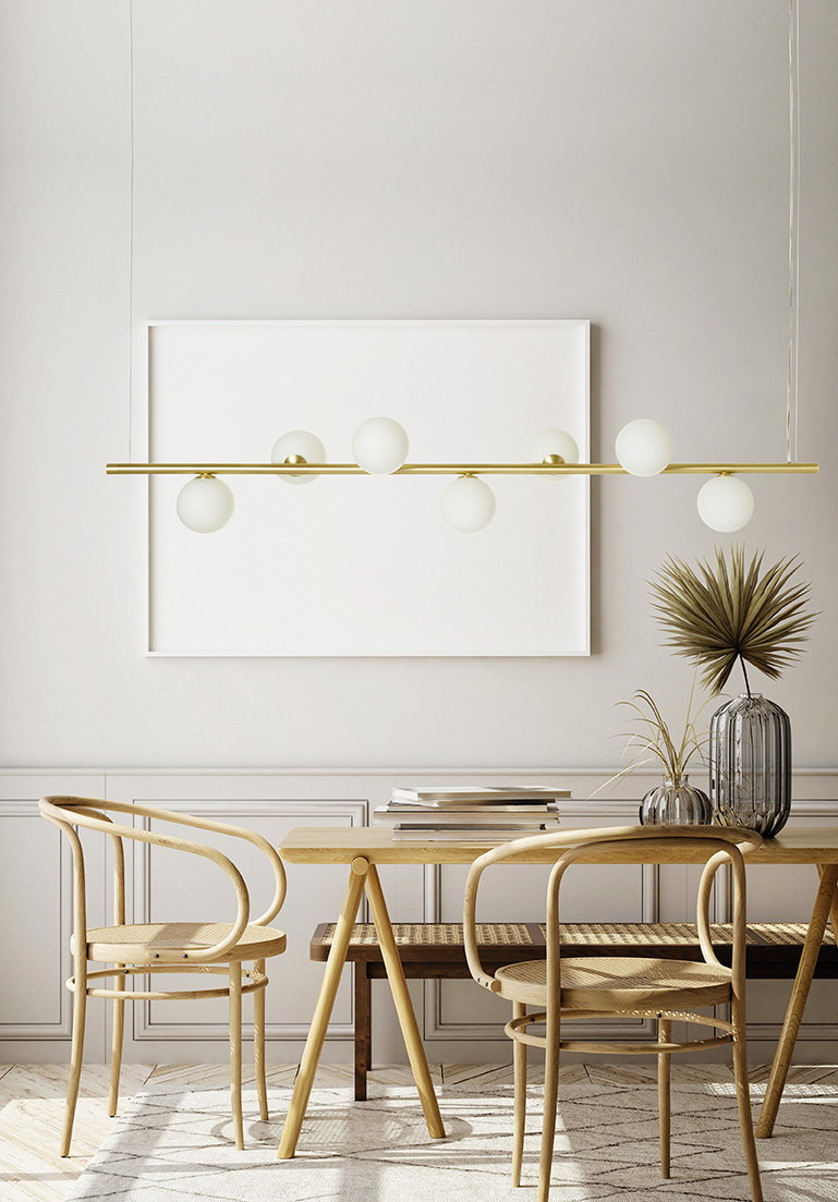 MILOOX SOSPENSIONE POMÌ L.124cm 7xG9 ORO SPAZZOLATO - immagine 2