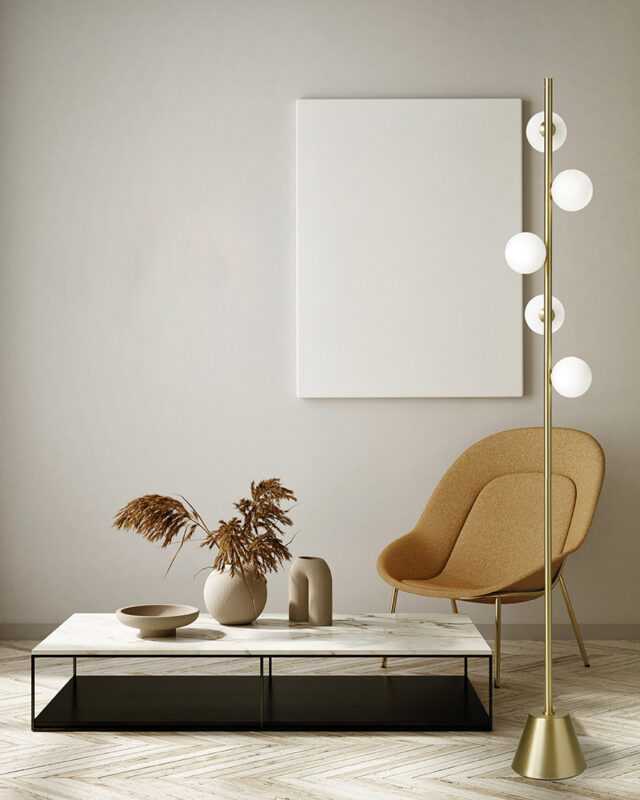 MILOOX PIANTANA POMÌ DIMMER 5xG9 H.170cm VETRO OPACO E ORO SPAZZOLATO - immagine 4