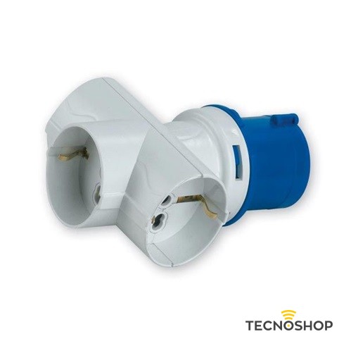 ADATTATORE SPINA CEE 2P+T 16A CON 3 SCHIUKO