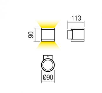 REDO APPLIQUE ETA UP/DOWN LED 2X6W 1320/1080LM 120° 3000K IP54 GRIGIO - immagine 2