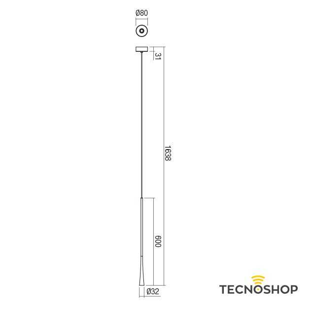 REDO SOSPENSIONE LED "ITO" 7W 3000K 60cm CON FINITURA NERA OPACA - immagine 2